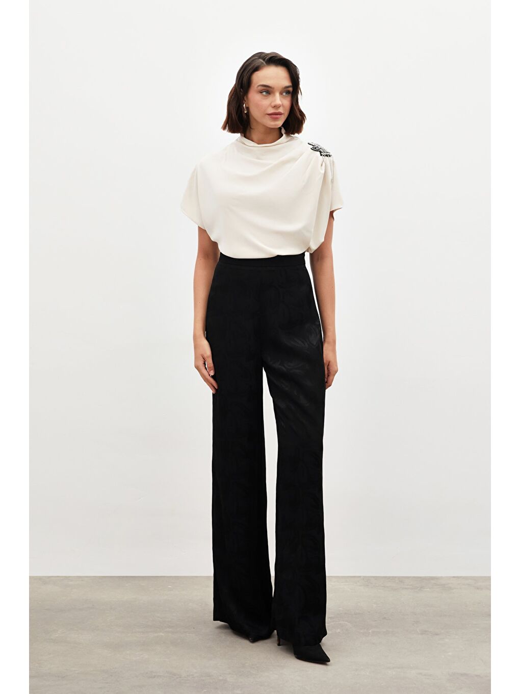 Jakarlı Salaş Pantolon - Siyah