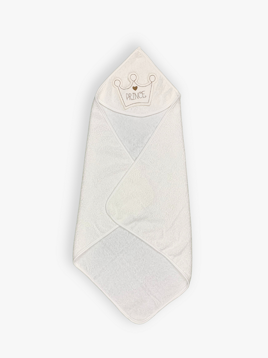 Ekru Nakış Detaylı Pamuklu Erkek Bebek Kundak Havlu-1