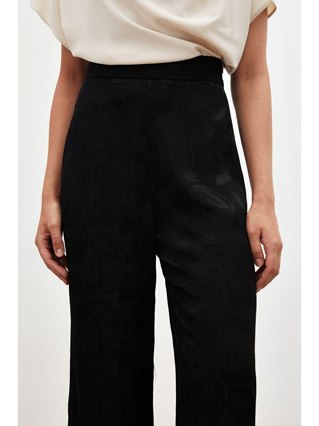 Jakarlı Salaş Pantolon - Siyah-3