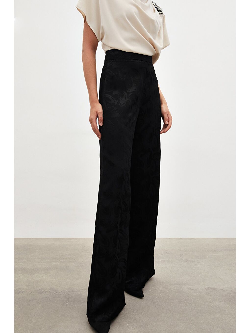 Jakarlı Salaş Pantolon - Siyah-4