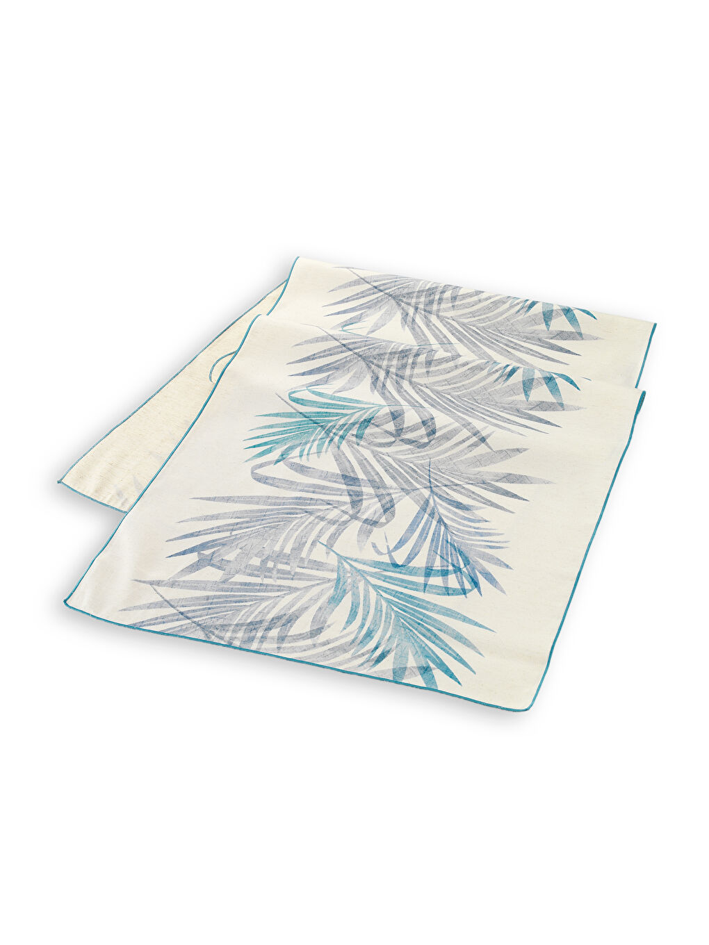 Home Leaf Poly Linen Runner 45x150-Mavi-1