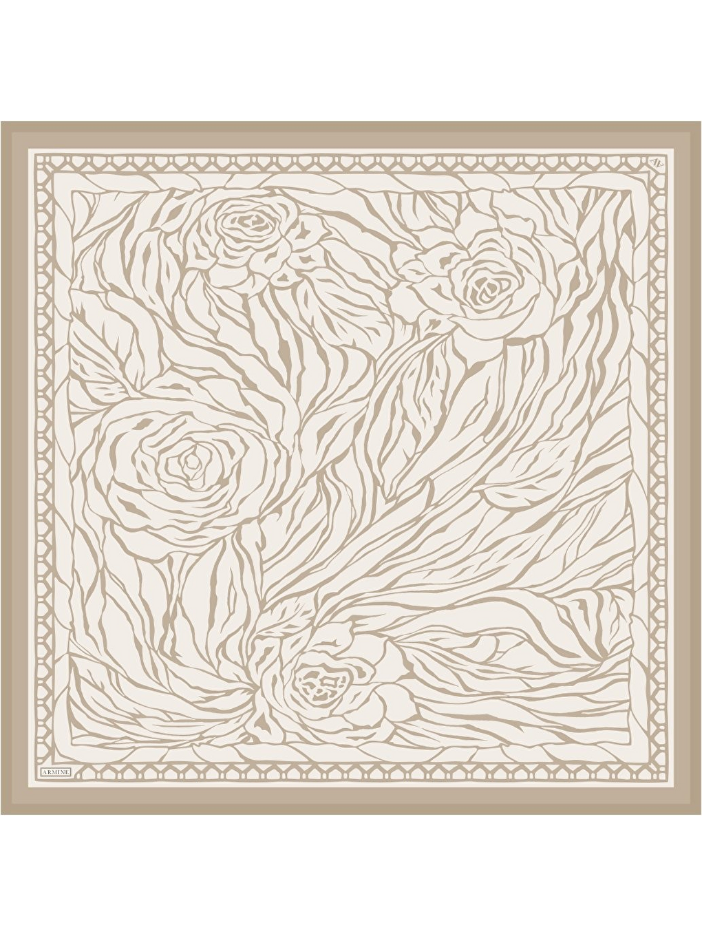 Bej Saf İpek Twill Eşarp 9511D 02-3
