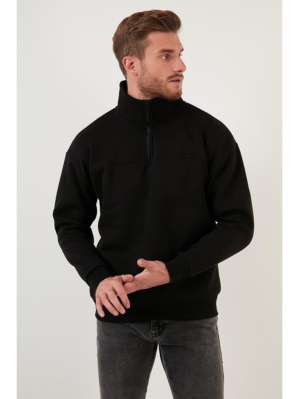 Buratti Siyah Regular Fit Pamuklu İçi Tüylü Yumuşak Şardonlu Kışlık Erkek Sweatshirt 59053431 - 3