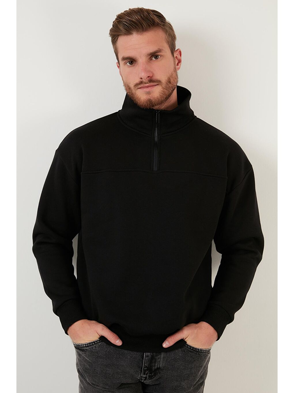 Buratti Siyah Regular Fit Pamuklu İçi Tüylü Yumuşak Şardonlu Kışlık Erkek Sweatshirt 59053431 - 4