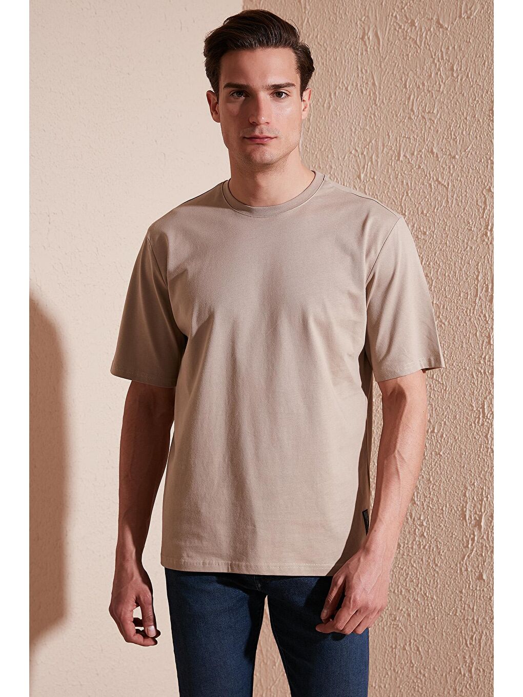 Buratti Kahverengi % 100 Pamuk Sırt Baskılı Oversize Bisiklet Yaka T Shirt 5902636 - 2