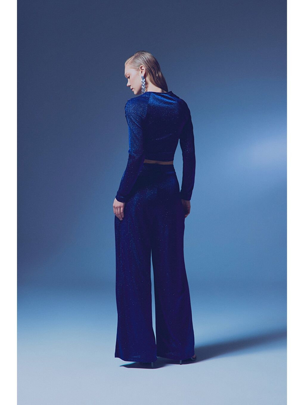 Simli Salaş Pantolon - Sax Mavi-7