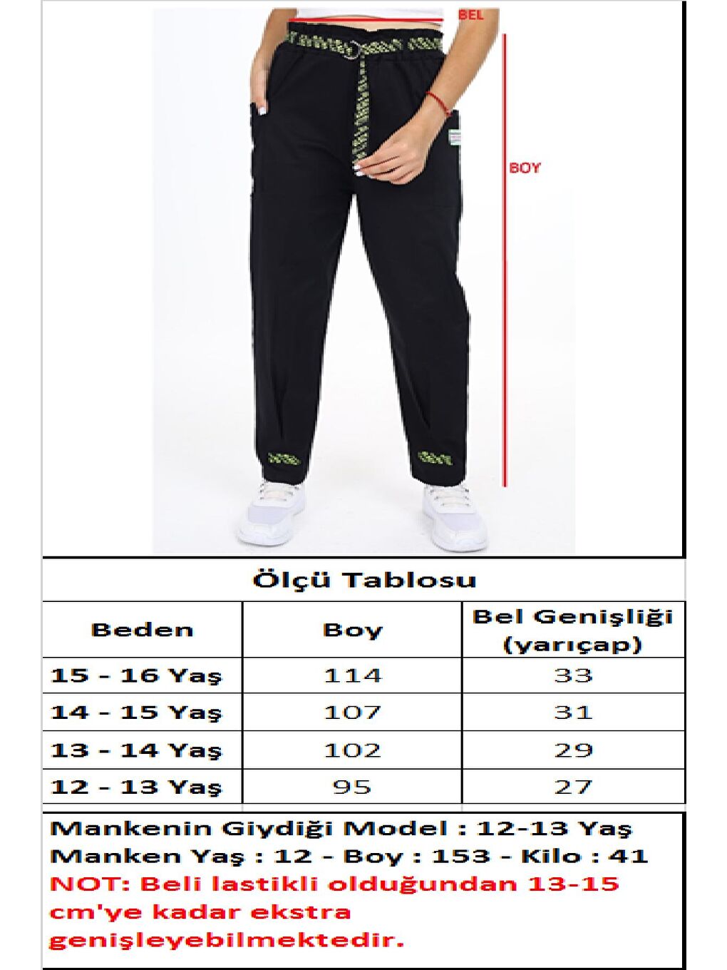 angelos Gri Kız Çocuk Paça Armalı Gabardin Pantolon 10-16 Yaş 5310 - 4