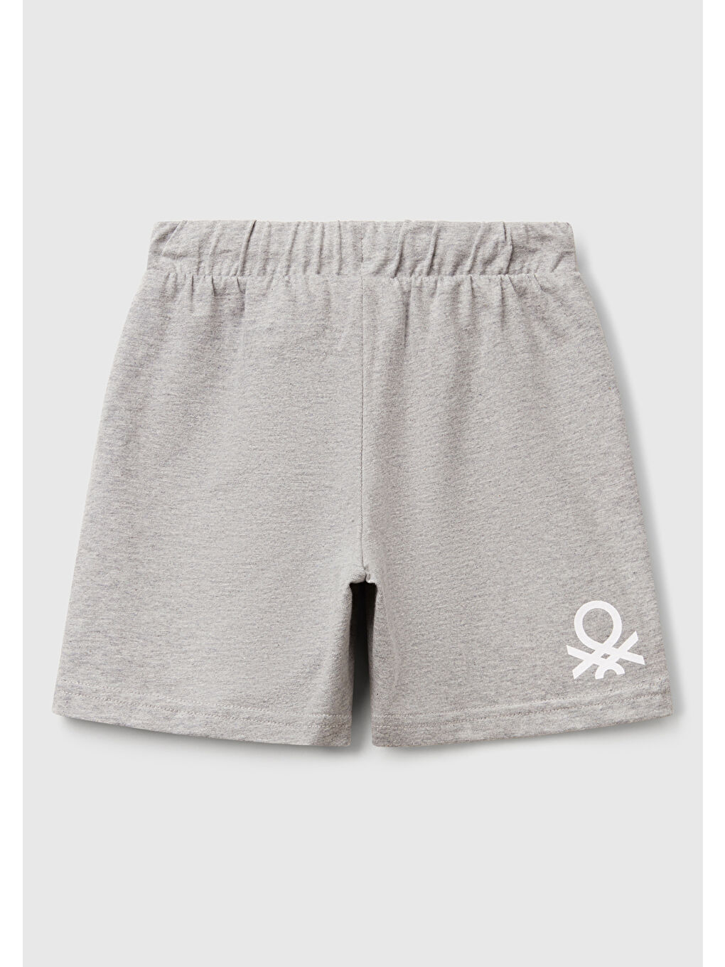 Erkek Çocuk Gri Melanj Benetton Logolu Bermuda Penye Şort-1