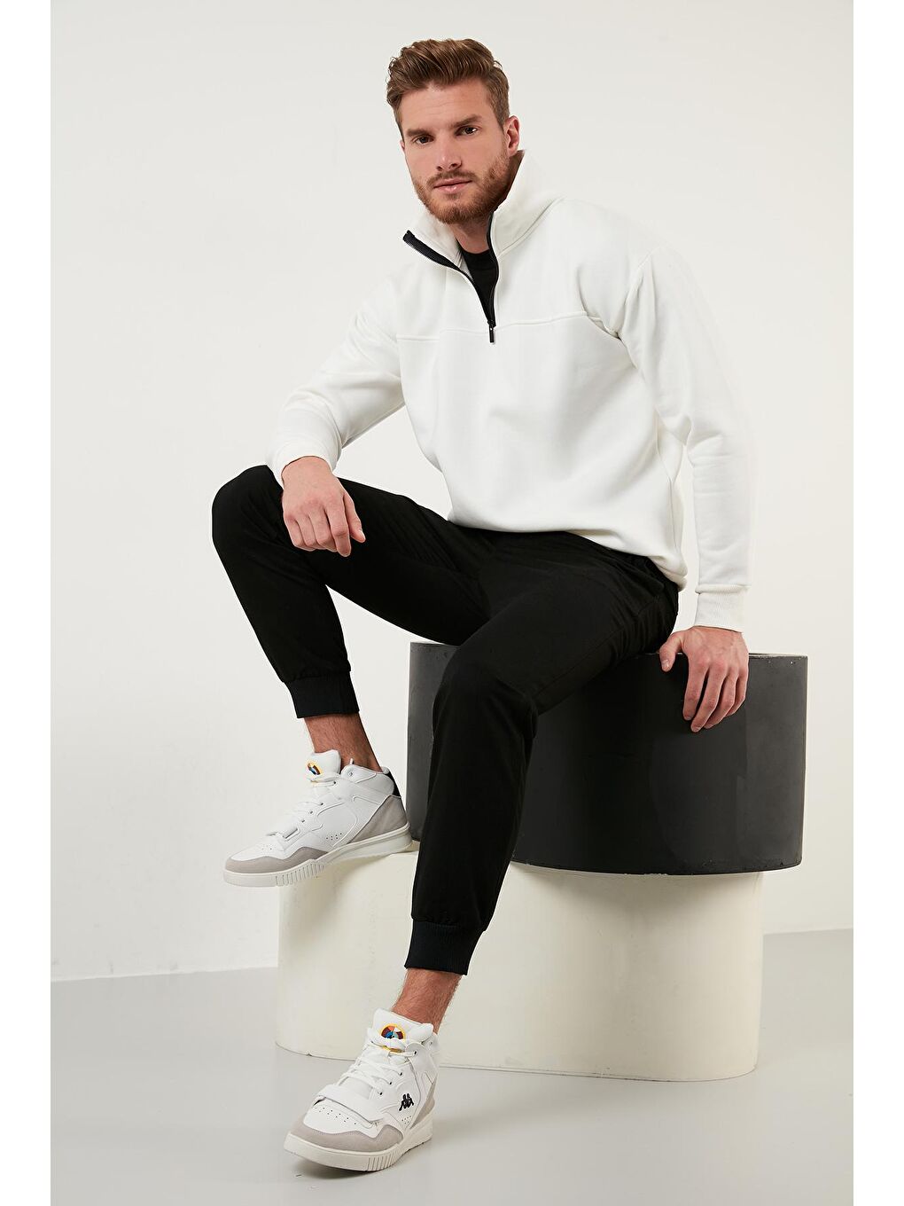 Buratti Ekru Regular Fit Pamuklu İçi Tüylü Yumuşak Şardonlu Kışlık Erkek Sweatshirt 59053431 - 2