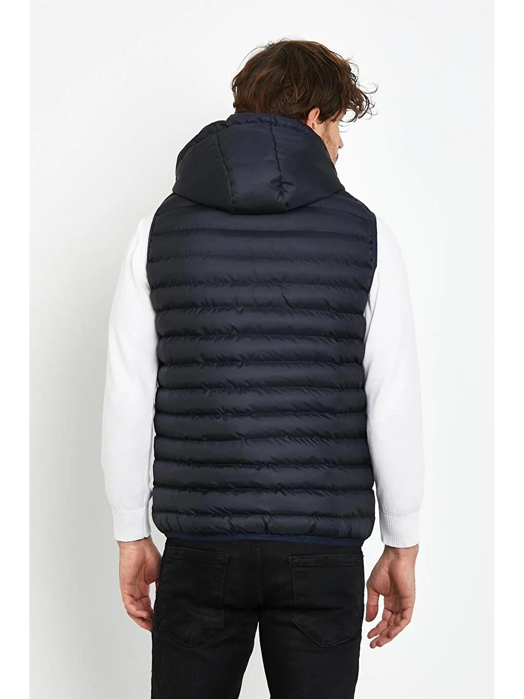 Erkek Kapüşonlu Şişme Yelek Lacivert-3