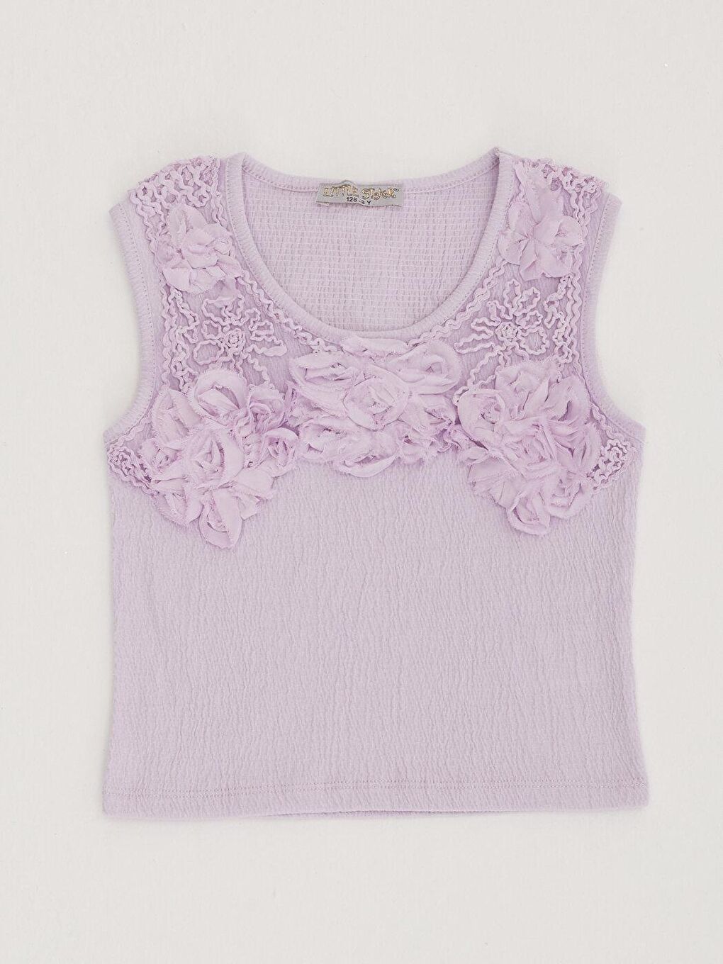Lila Kız Çocuk Bürümcük Süslemeli Bluz