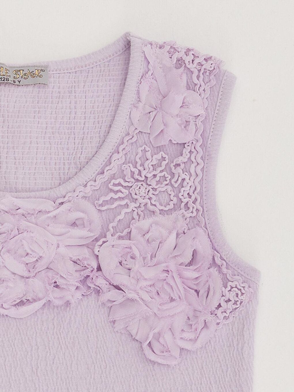 Lila Kız Çocuk Bürümcük Süslemeli Bluz-1