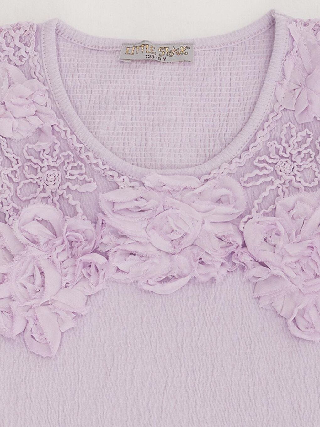 Lila Kız Çocuk Bürümcük Süslemeli Bluz-2