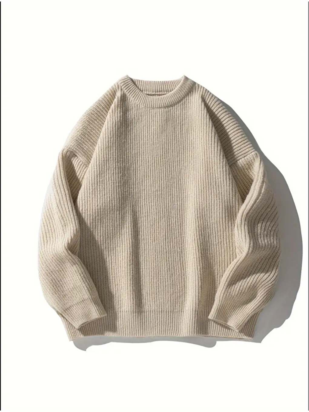 Bej Erkek Regular Fit Bisiklet Yaka Örgülü Triko