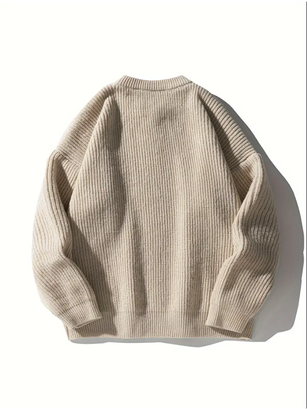 Bej Erkek Regular Fit Bisiklet Yaka Örgülü Triko-1