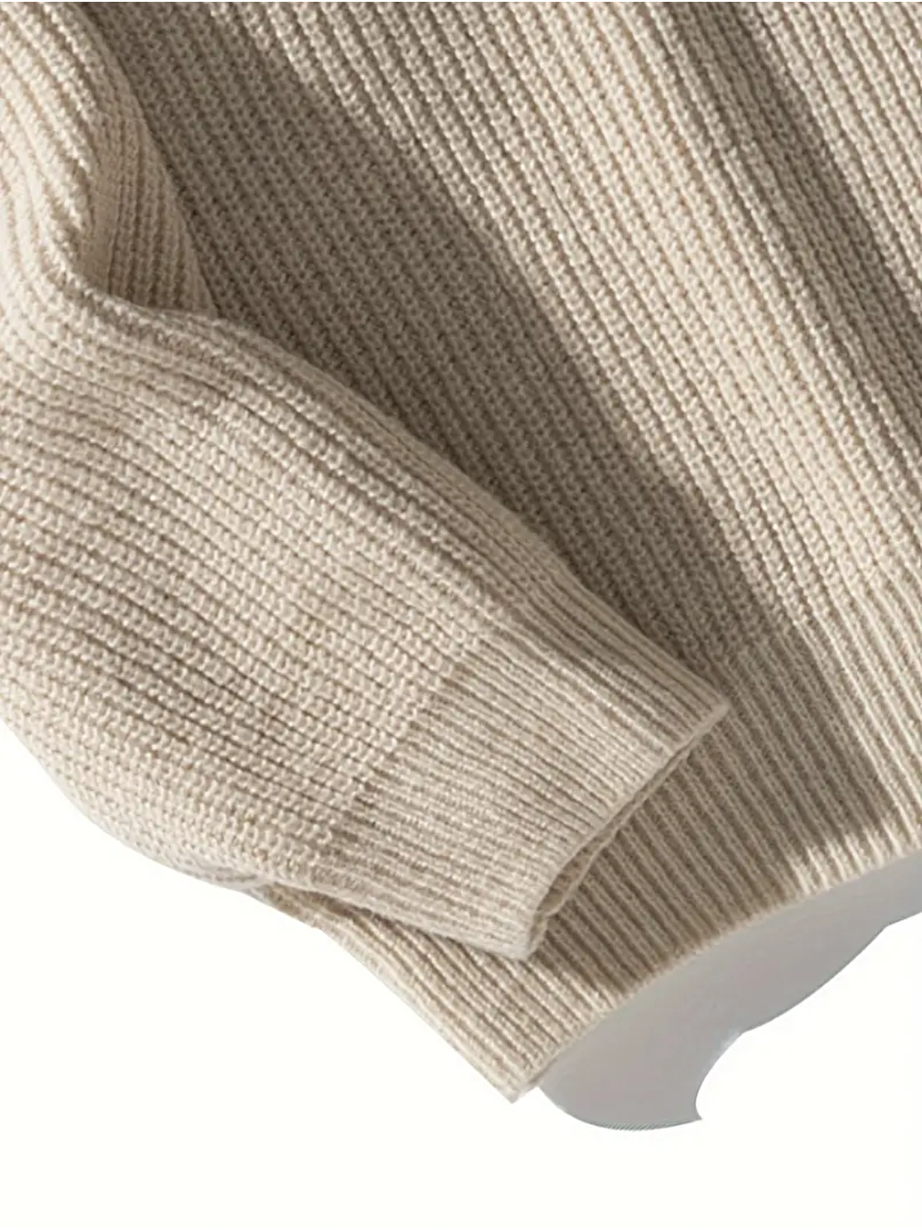 Bej Erkek Regular Fit Bisiklet Yaka Örgülü Triko-3