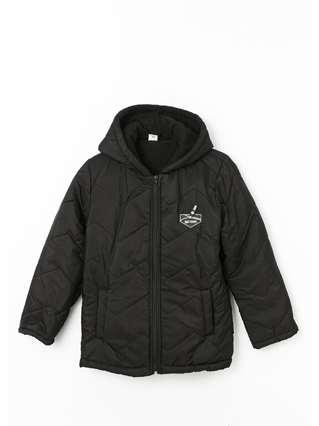 Siyah Kapüşonlu Erkek Çocuk Şişme Kaban