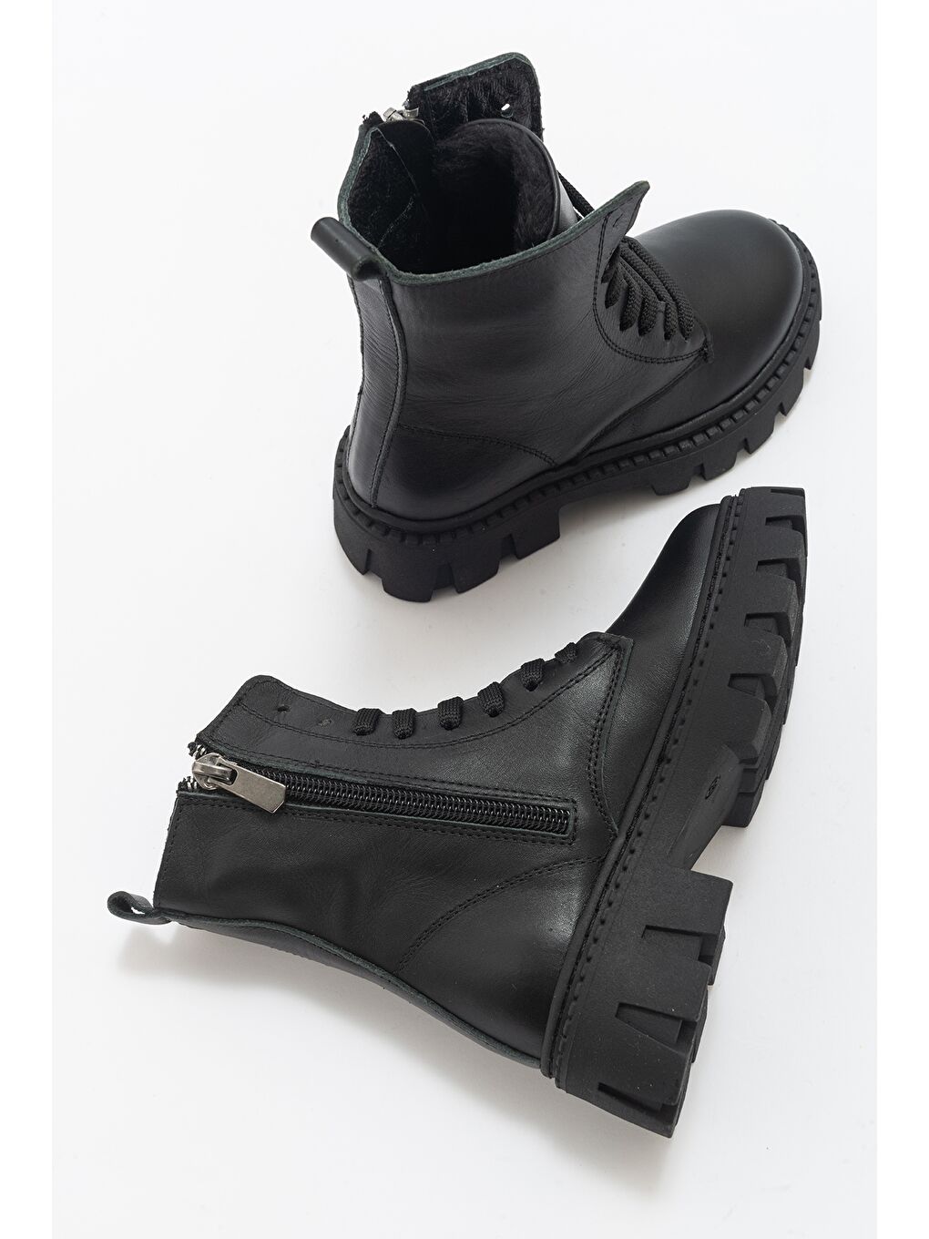 Kız Çocuk Siyah Hakiki Deri Suya Dayanıklı Postal-3