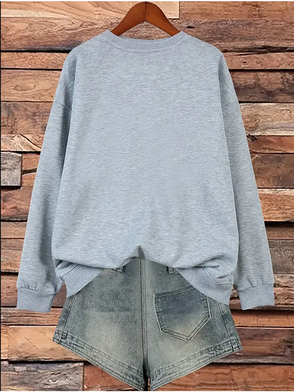 Gri Kadın Bisiklet Yaka Basic Oversize Sweatshirt-1