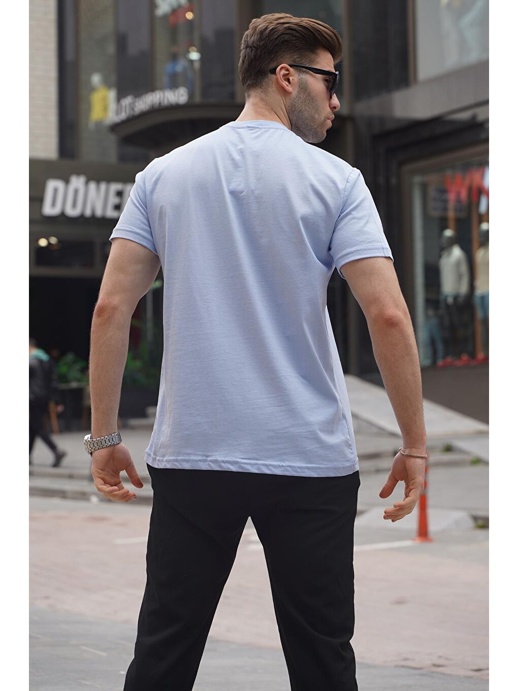Madmext Mavi Regular Fit Basic Erkek Tişört 6131 - 1