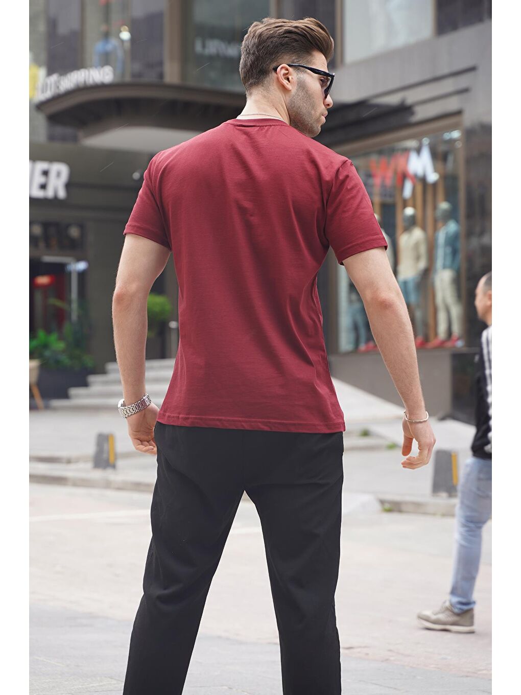 Bordo Regular Fit Basic Erkek %100 Pamuk Tişört 6131-1