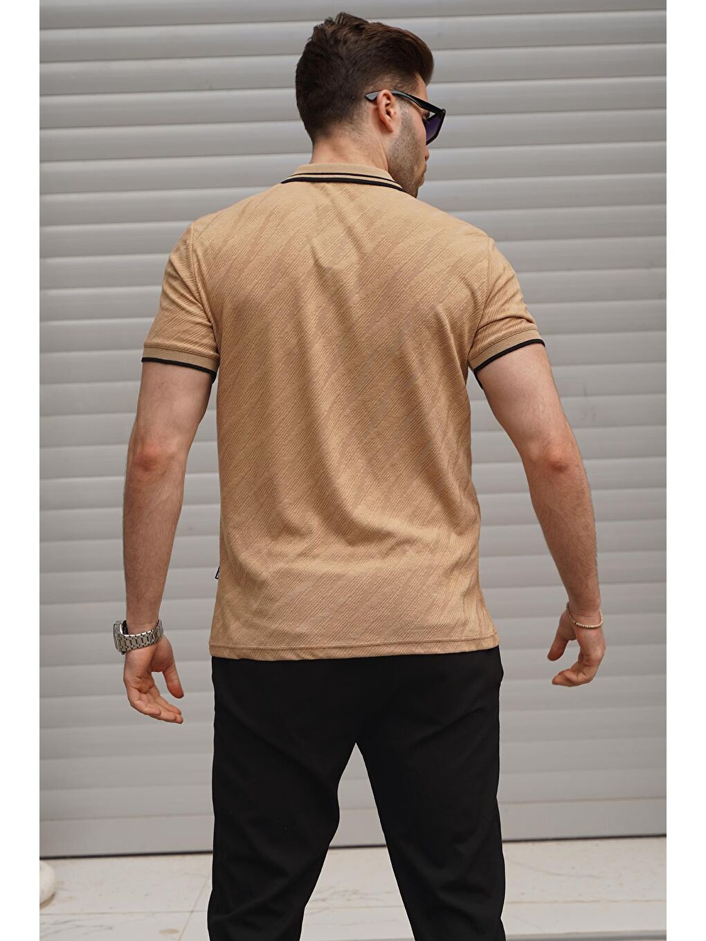 Bej Vizon Polo Yaka Regular Fit Erkek Tişört 6110-1