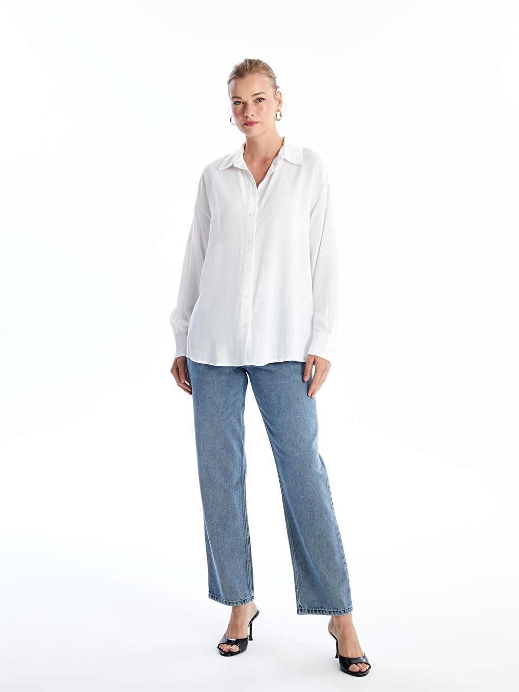 KOOR Loose Fit Beyaz Kadın Gömlek Bg117 - 1