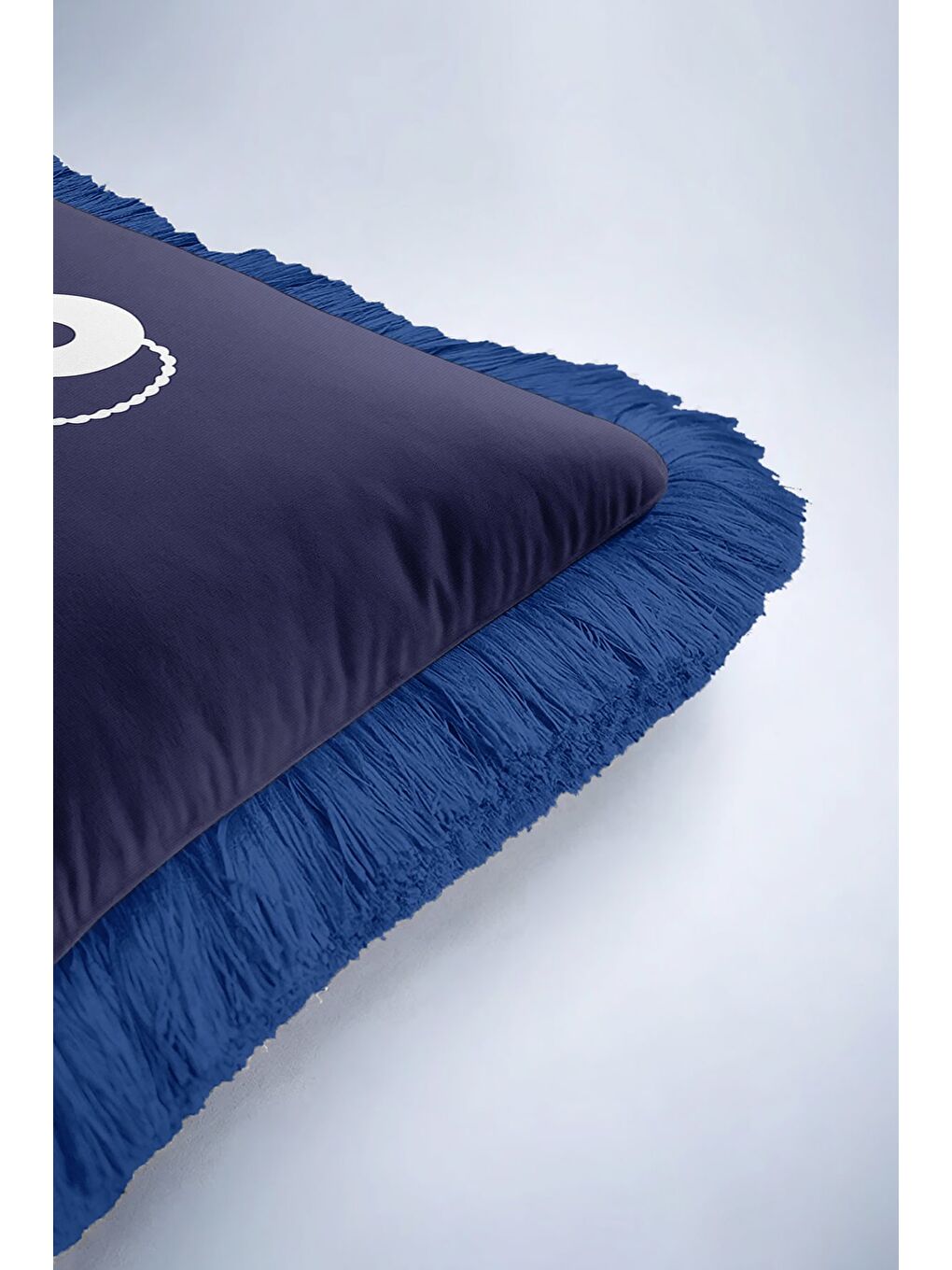 Karışık Marin Çapa Motifli Saçaklı Yastık Kılıfı - Denizci Temalı Lacivert Mavi Püsküllü Kırlent Kılıfı-6
