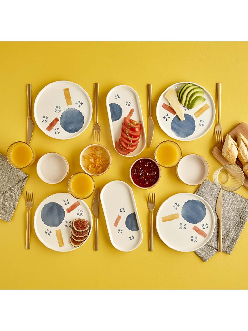 Karışık Lego Seramik 10 Parça 4 Kişilik Kahvaltı Takımı