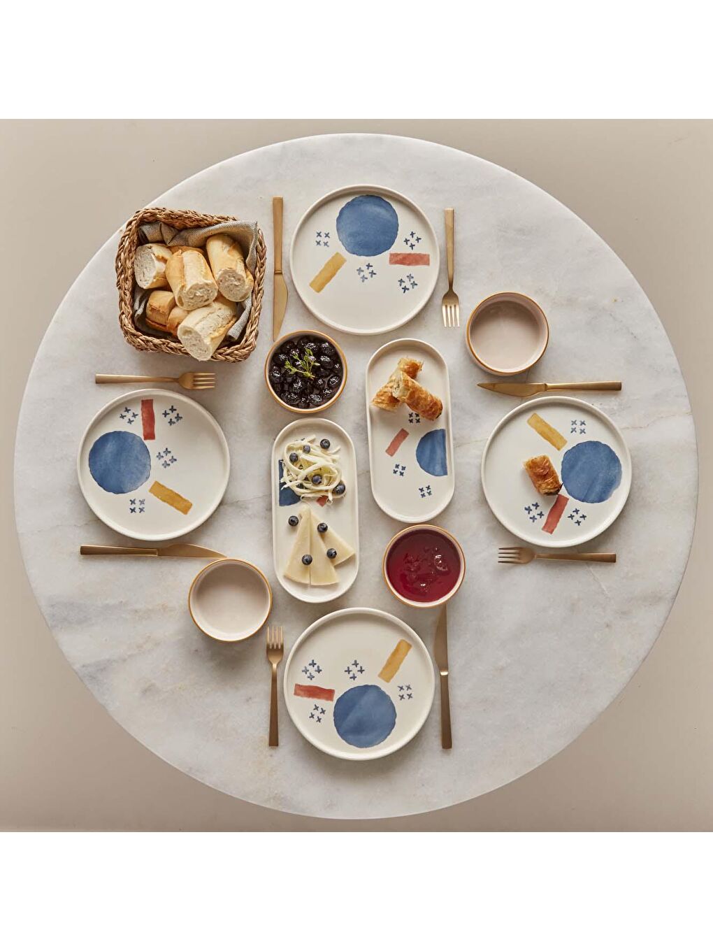 Karışık Lego Seramik 10 Parça 4 Kişilik Kahvaltı Takımı-1