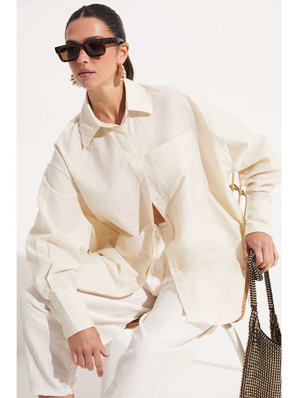 Bej Bol Kesim Gömlek-4