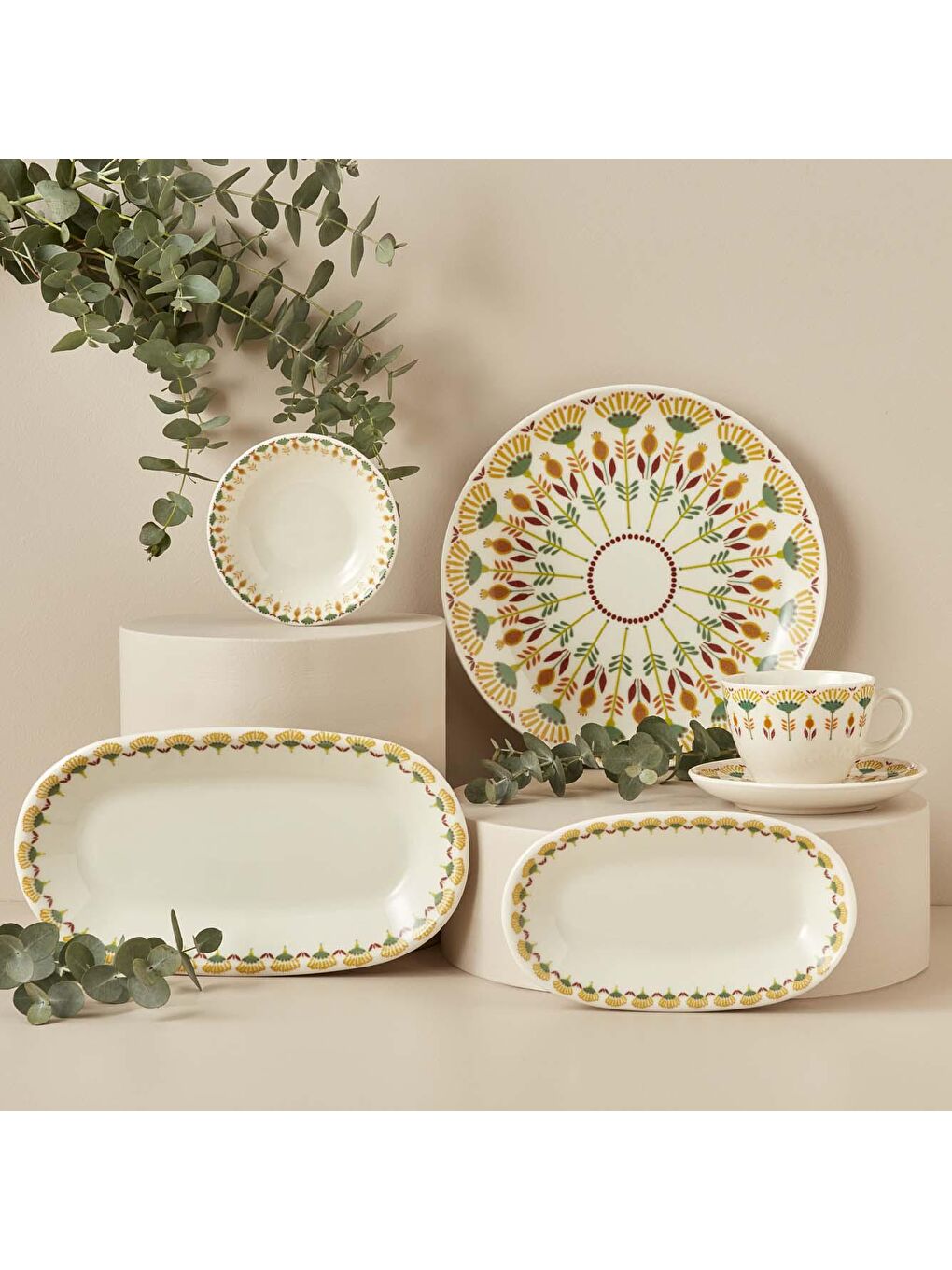 Karışık Gipsy Porselen 12 Parça 6 Kişilik Kahvaltı Takımı Mix-2