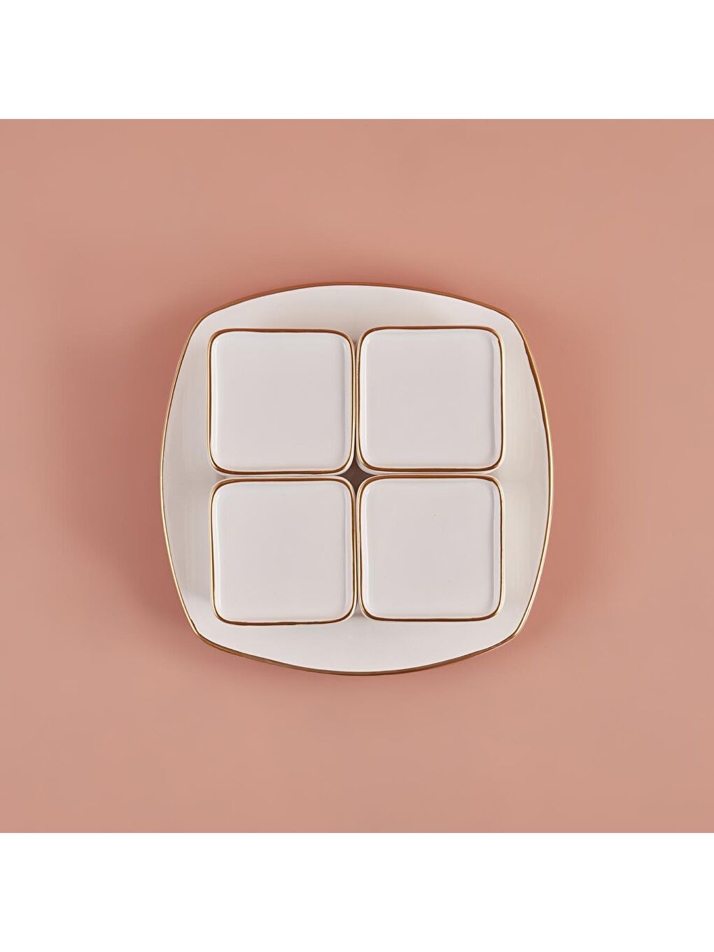 Allure Seramik Kapaklı Kahvaltılık Beyaz-Gold-2