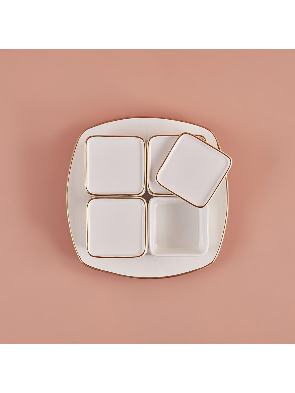 Allure Seramik Kapaklı Kahvaltılık Beyaz-Gold-3