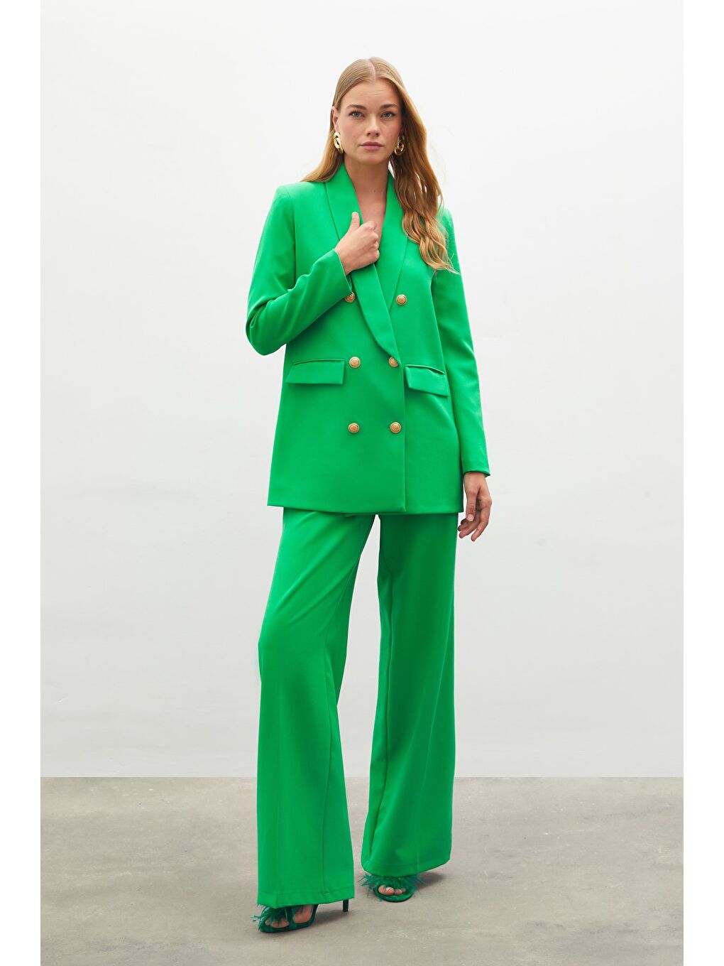 Klasik Bol Paça Pantolon - Yeşil