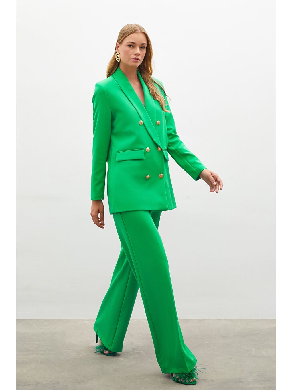 Klasik Bol Paça Pantolon - Yeşil-3