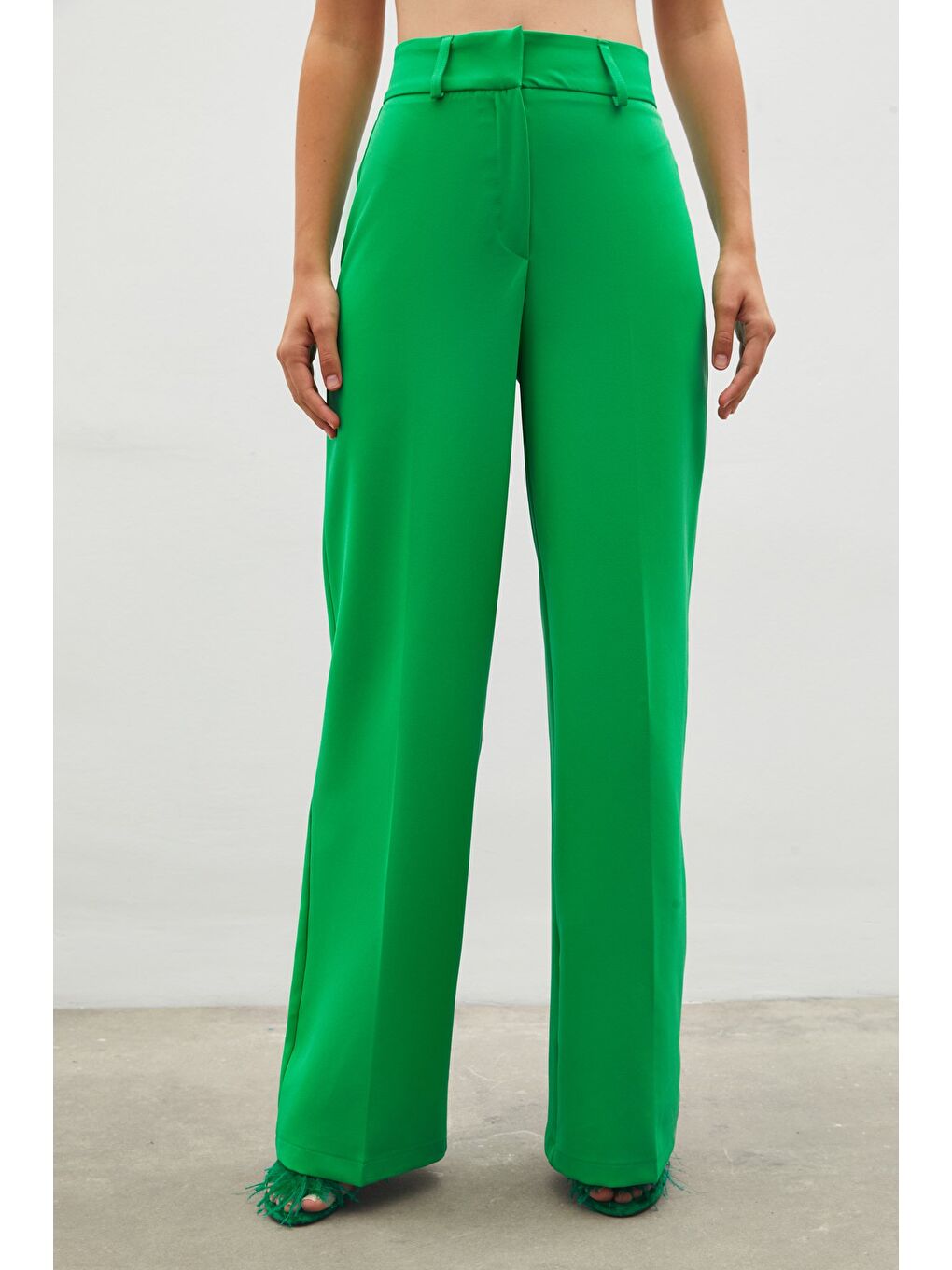 Klasik Bol Paça Pantolon - Yeşil-5