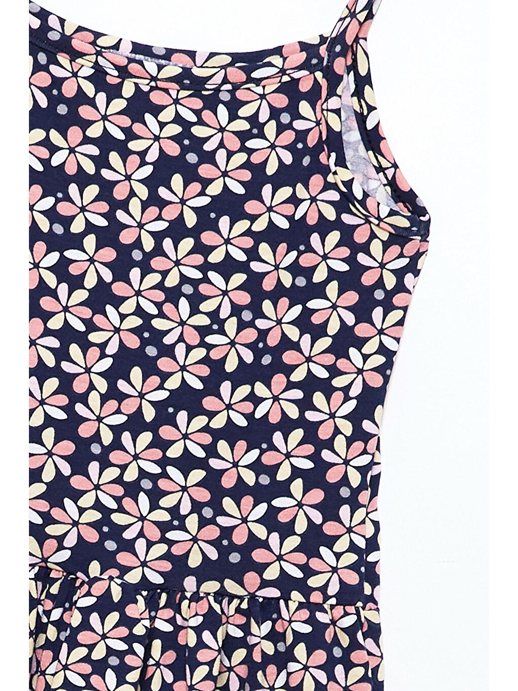 Karışık Çiçek Desenli Askılı Kız Çocuk Elbise-2