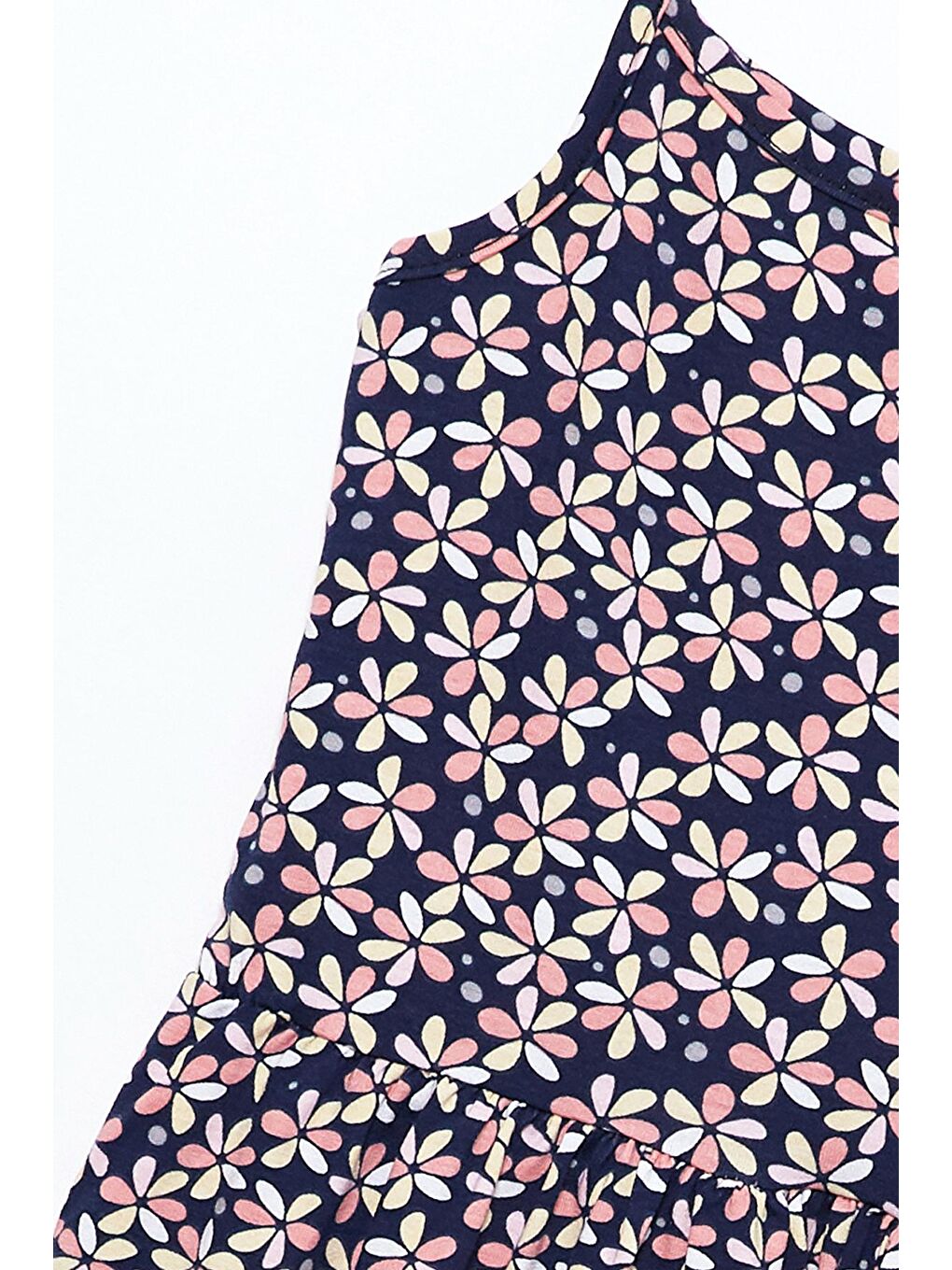 Karışık Çiçek Desenli Askılı Kız Çocuk Elbise-3