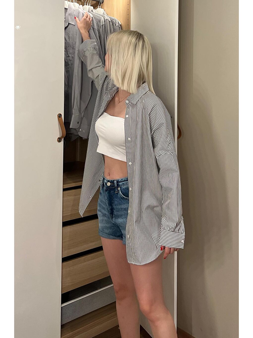 Siyah Çizgili Over Fit Gömlek Mg1525-4