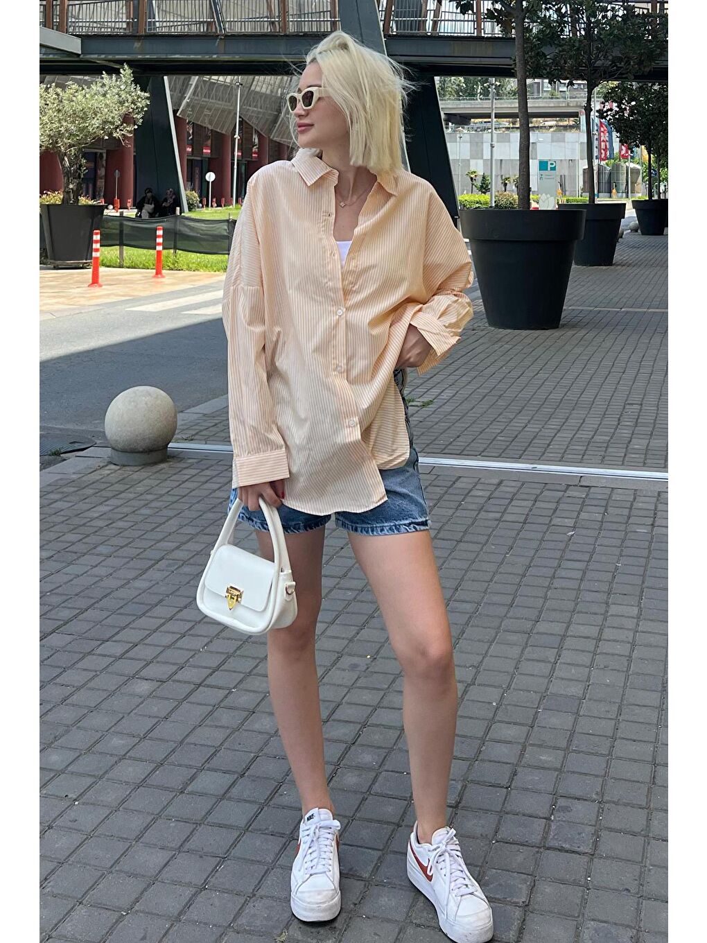 Sarı Çizgili Over Fit Gömlek Mg1525-1