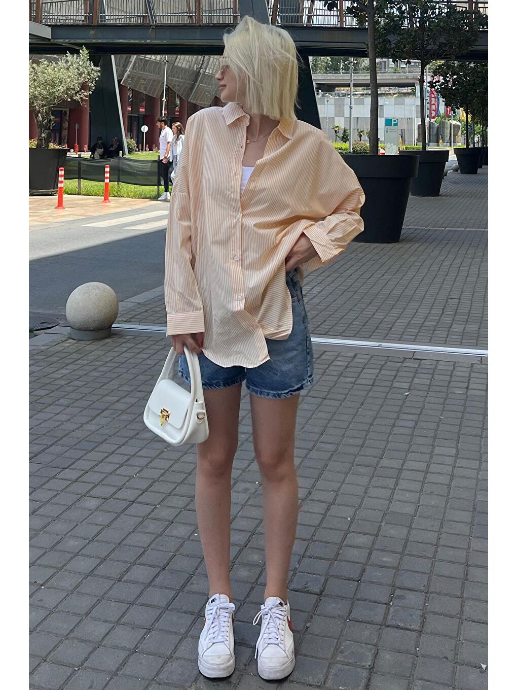 Sarı Çizgili Over Fit Gömlek Mg1525-6