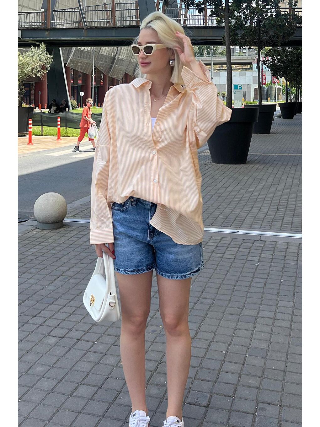 Sarı Çizgili Over Fit Gömlek Mg1525-8