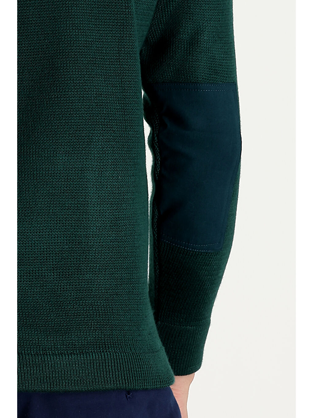 Yeşil V Yaka Super Slim Fit Ekstra Dar Kesim Çelik Örgü Triko Kazak-8