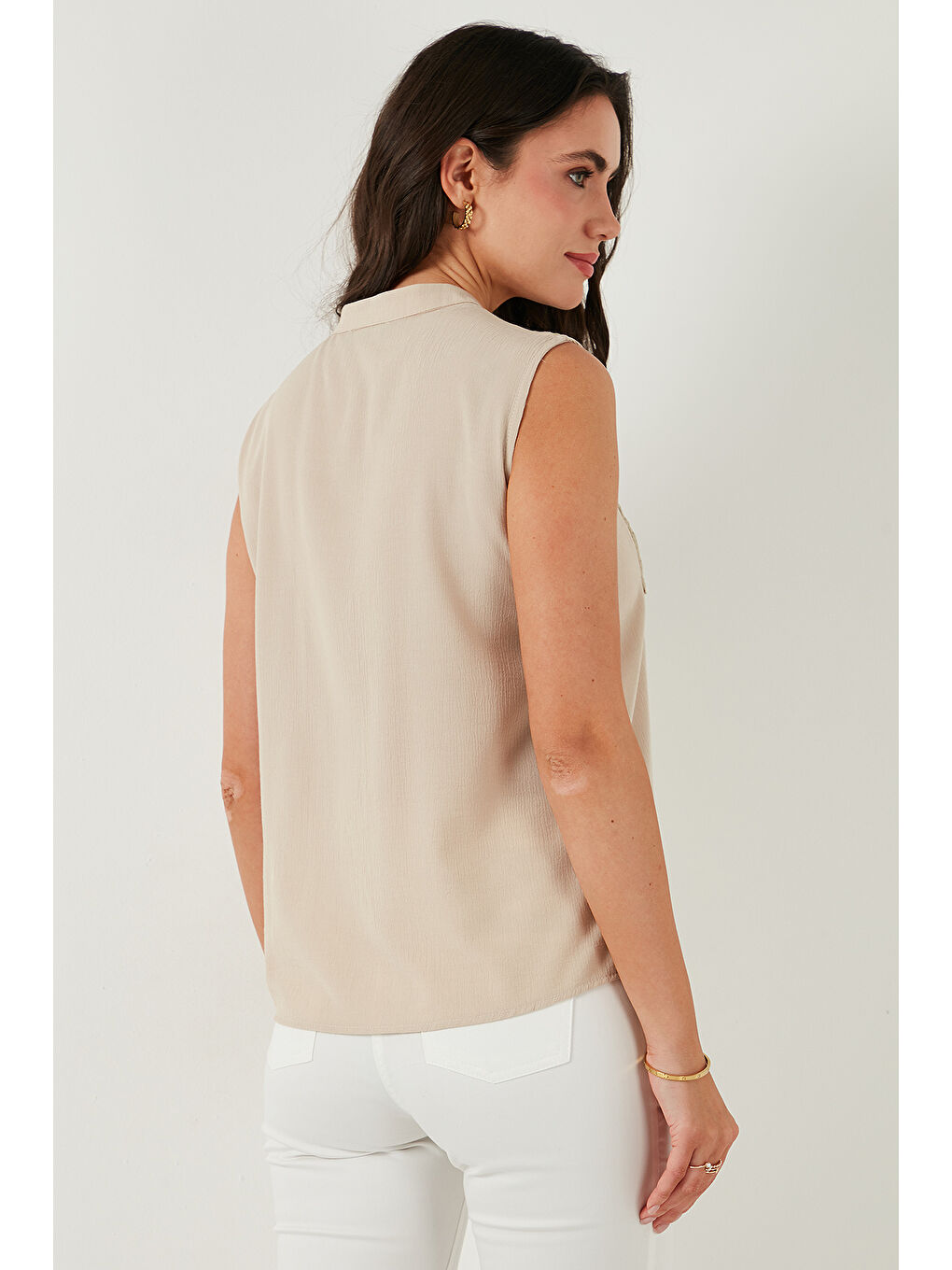 Lela Bej Pamuklu Regular Fit Nakış İşlemeli Kadın Bluz 611Bz0249 - 6