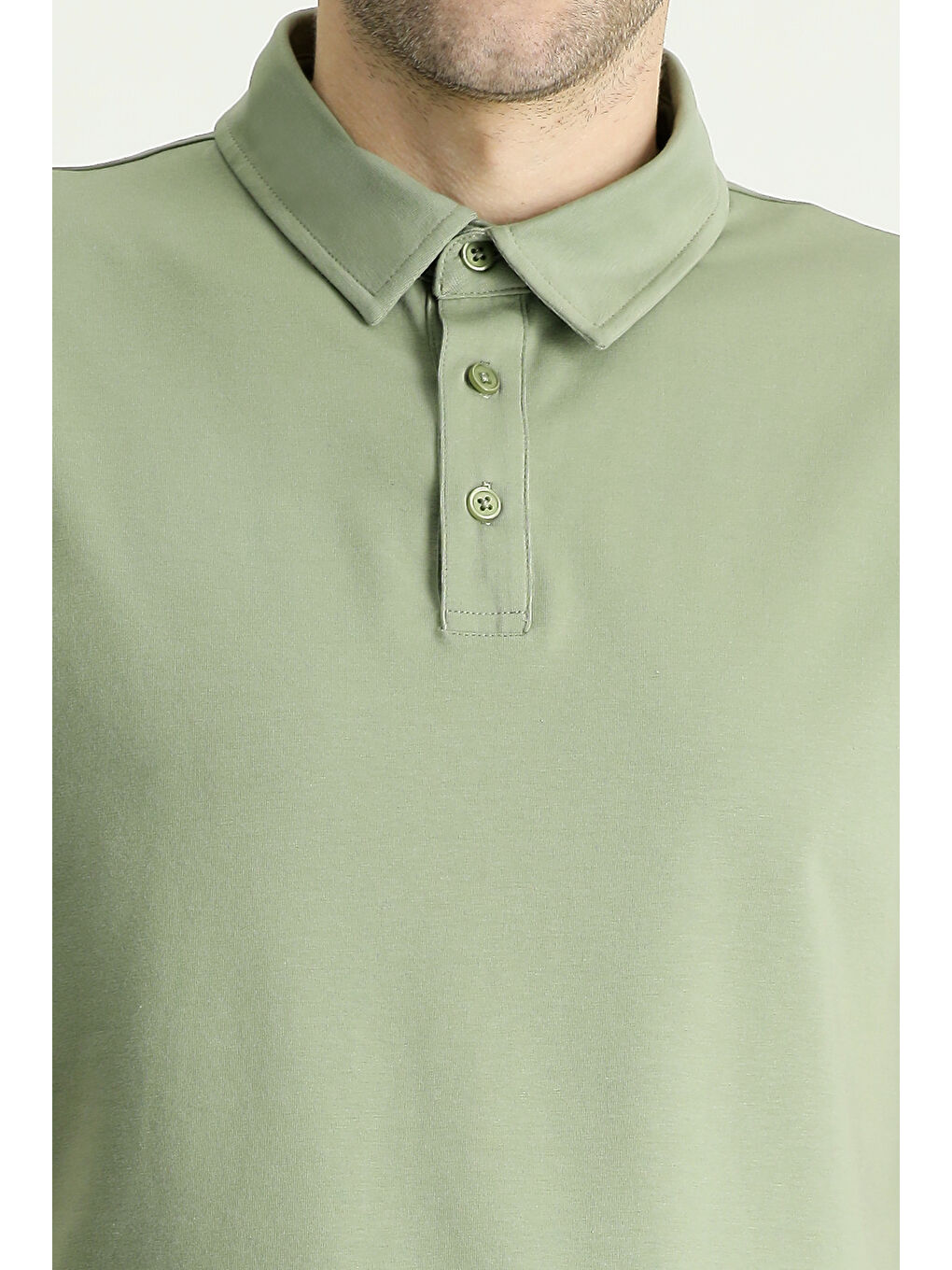 Yeşil slim fit dar kesim pamuklu polo yaka tişört-5