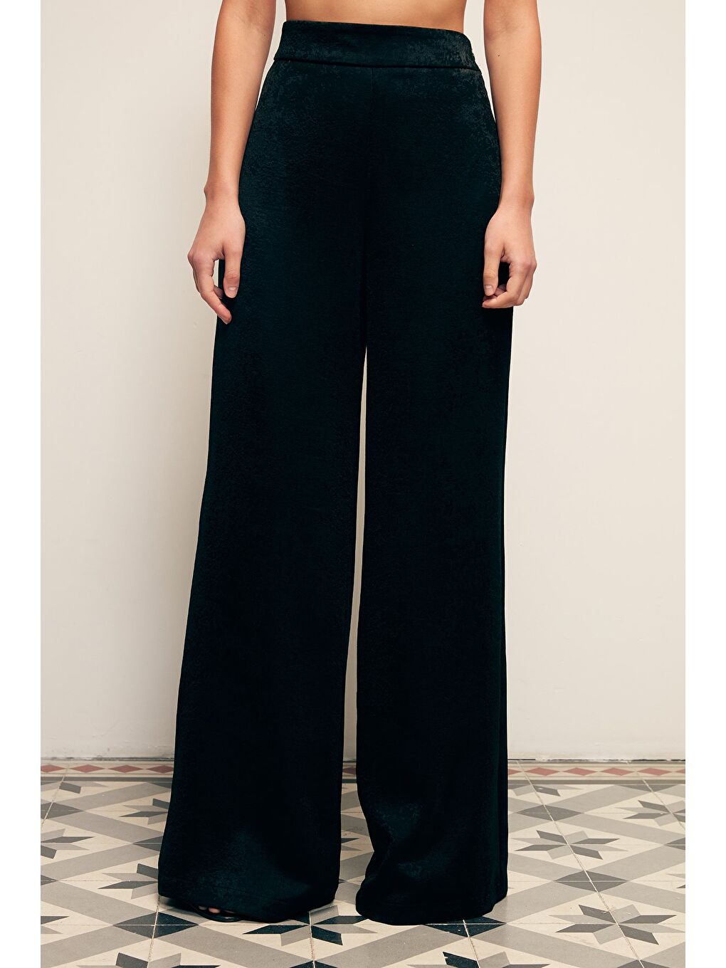 Geniş Paça Pantolon - Siyah-3