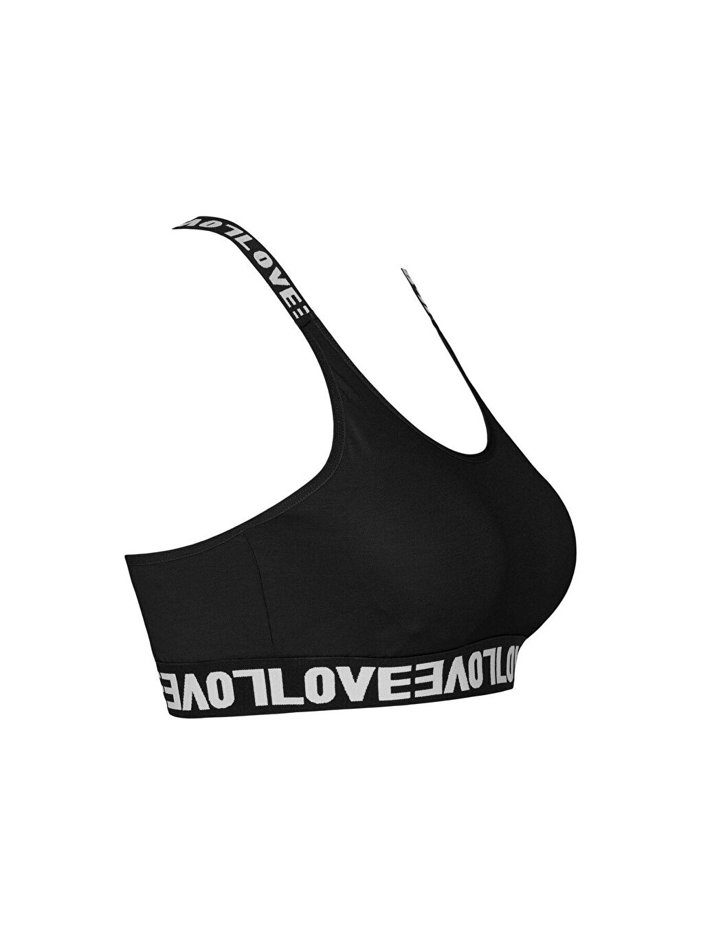 Siyah Pamuklu Halkalı Çapraz LOVE Askılı Çıkarılabilir Kaplı Kadın Büstiyer-1