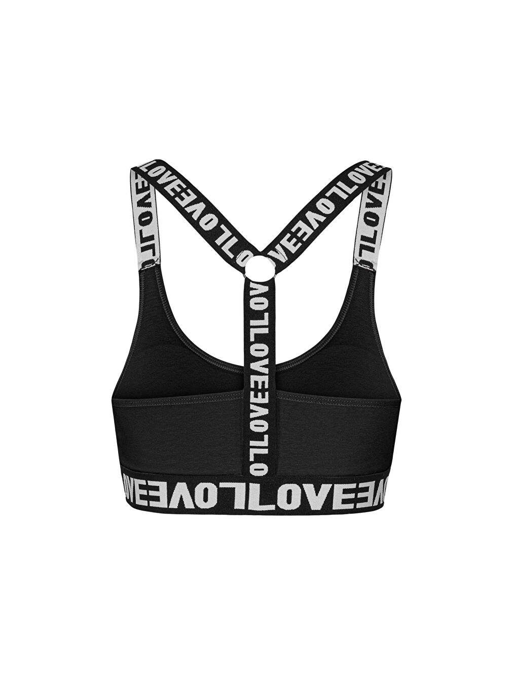 Siyah Pamuklu Halkalı Çapraz LOVE Askılı Çıkarılabilir Kaplı Kadın Büstiyer-2