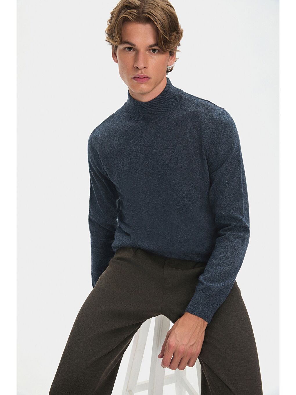 June Indigo Erkek Regular Fit Yarım Balıkçı Yaka Basıc Triko Kazak - 2
